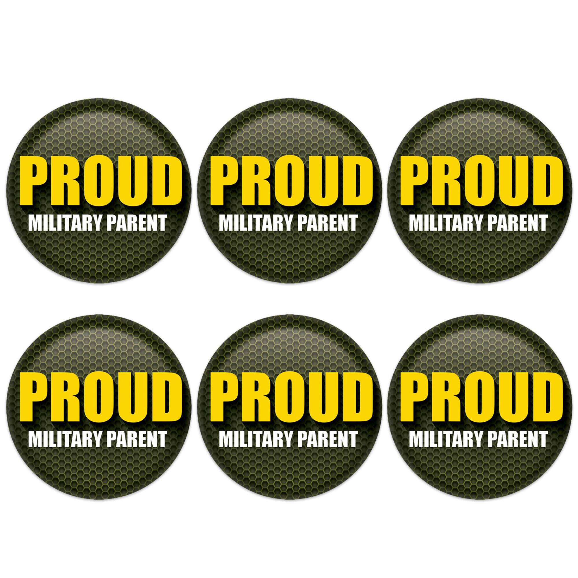 2" Green & Yellow Proud Military Parent Buttons, 6ct.